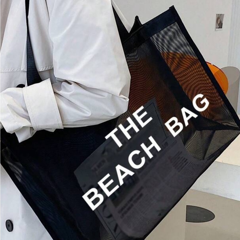Black Mesh Beach Bag